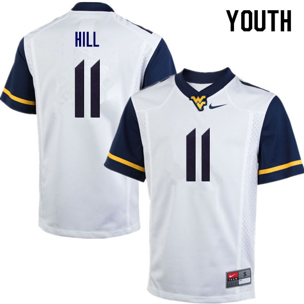 NCAA Youth Chase Hill West Virginia Mountaineers White #11 Nike Stitched Football College Authentic Jersey YL23G35GO